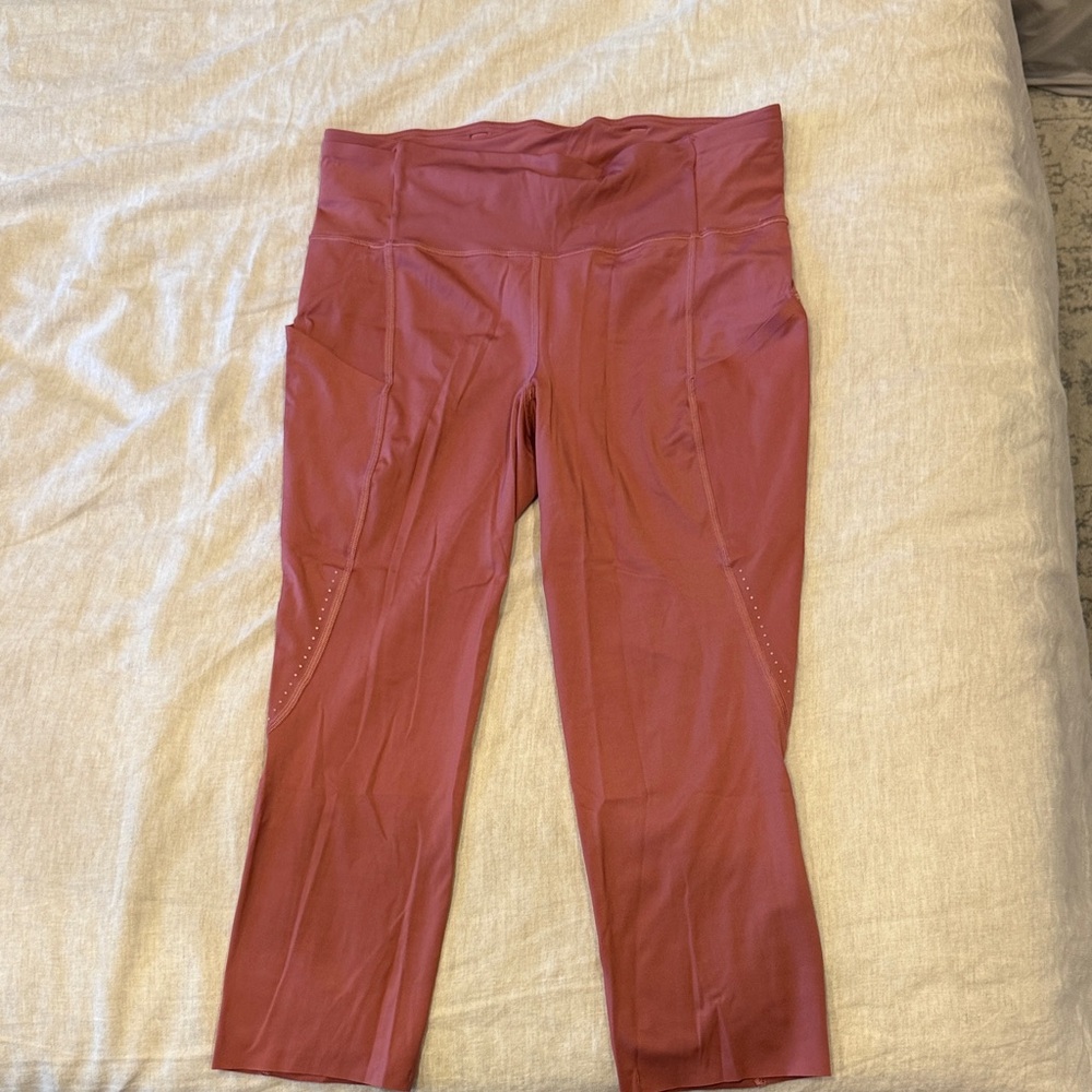 Women's Lululemon Fast and Free leggings with pockets - pink/salmon color
